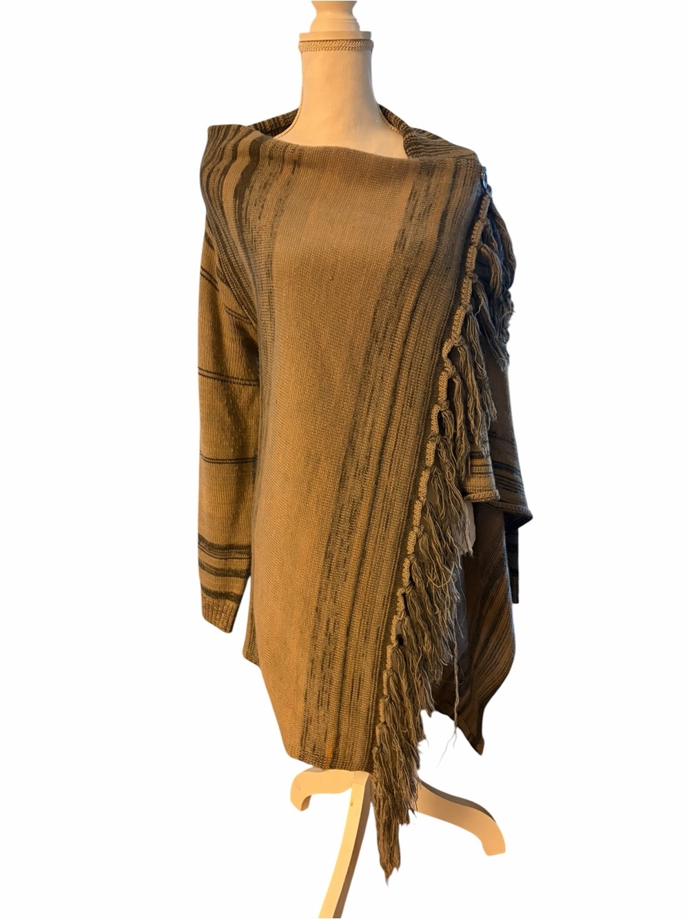 Women's Fringe Knit Poncho Sweater